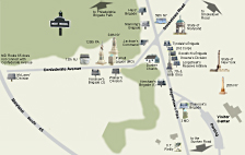 Tour map of the Visitor Center-Dunker Church area of the Antietam battlefield